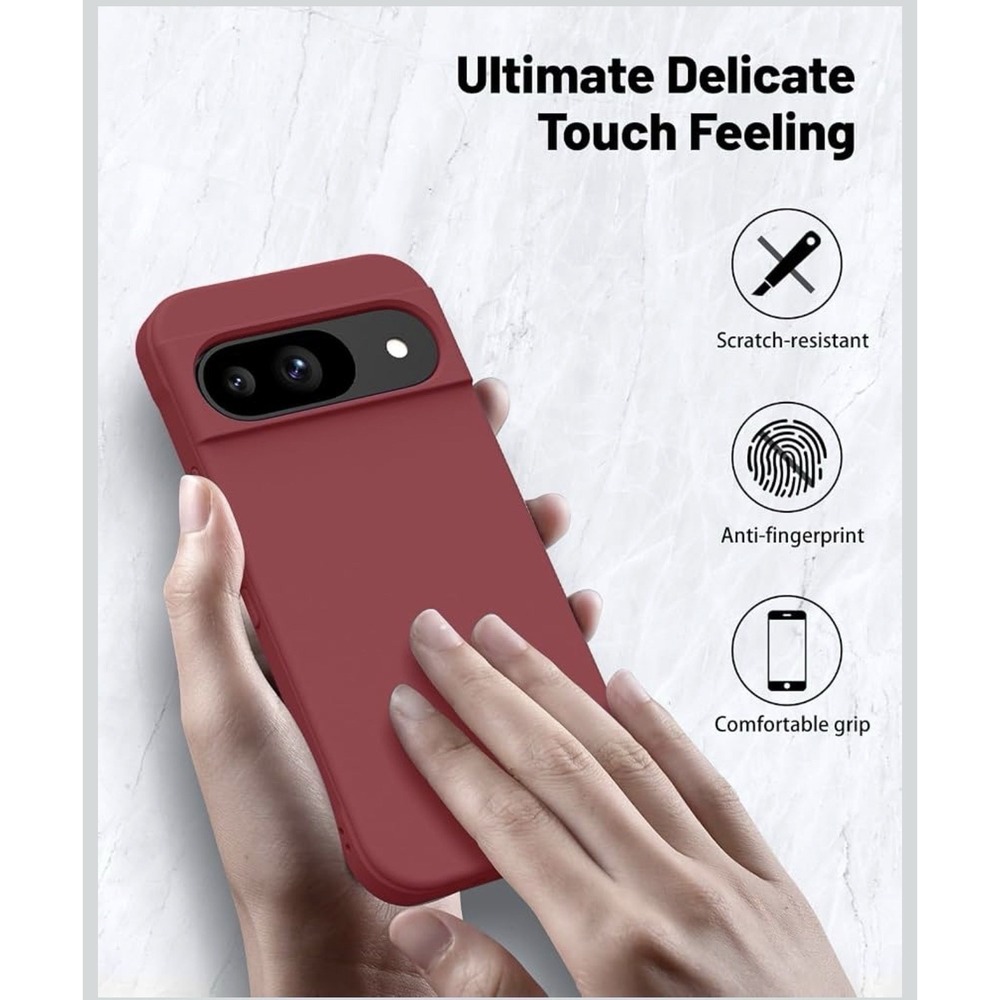 D0058-Google Pixel 9 & 9 Pro Case Shockproof Silicone Cover Rose Red Slim Fit - Picture 6 of 9
